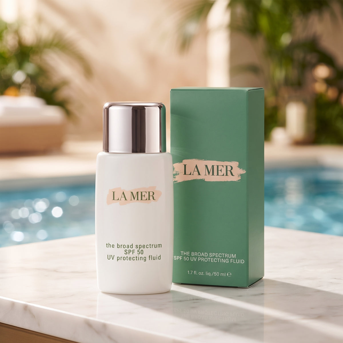La Mer SPF 50, La Mer UV Protecting Fluid, La Mer sunscreen, La Mer SPF 50 50ml, La Mer 1.7 oz sunscreen, La Mer skincare, Broad Spectrum SPF 50, luxury sunscreen, facial sunscreen, UV protecting fluid