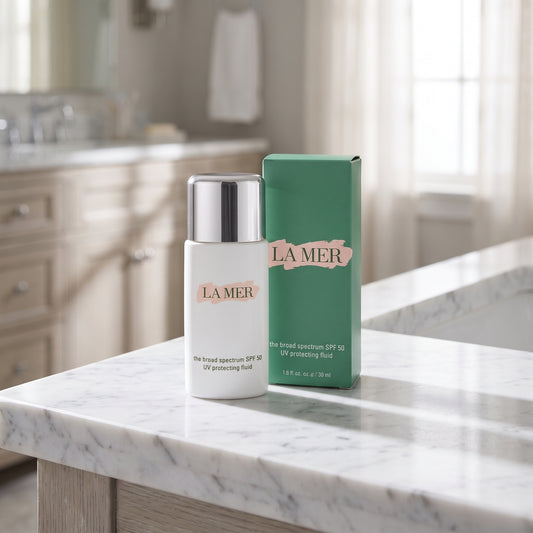 La Mer SPF 50, La Mer UV Protecting Fluid, La Mer sunscreen, La Mer SPF 50 50ml, La Mer 1.7 oz sunscreen, La Mer skincare, Broad Spectrum SPF 50, luxury sunscreen, facial sunscreen, UV protecting fluid