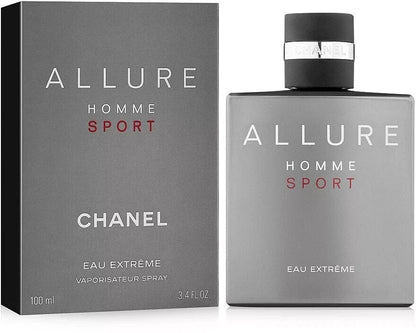 Chanel Allure Homme Sport Eau Extreme perfume bottle and packaging on a white background