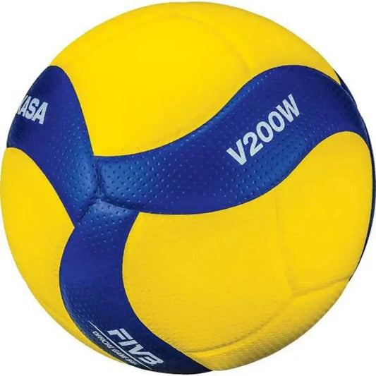 Mikasa V200W, Mikasa V200W 2019, Mikasa V200W volleyball, Mikasa FIVB volleyball, Mikasa match ball, indoor volleyball, size 5 volleyball, yellow blue volleyball, professional volleyball, FIVB match volleyball